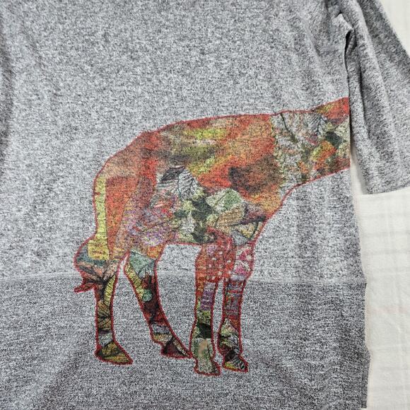 Inoah Womens Abstract Giraffe Hoodie Knit Tunic Top Lagenlook Boho Art L - Picture 3 of 11